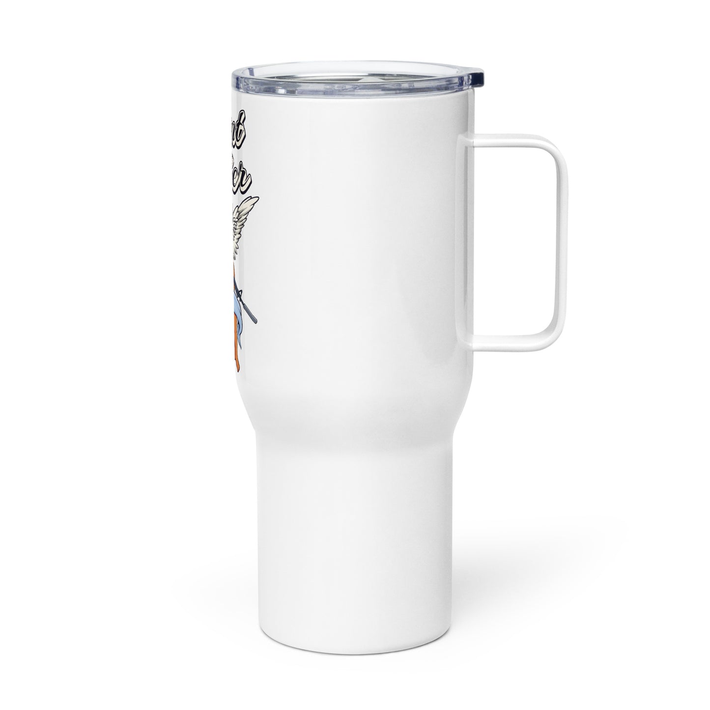 Travel mug with a handle