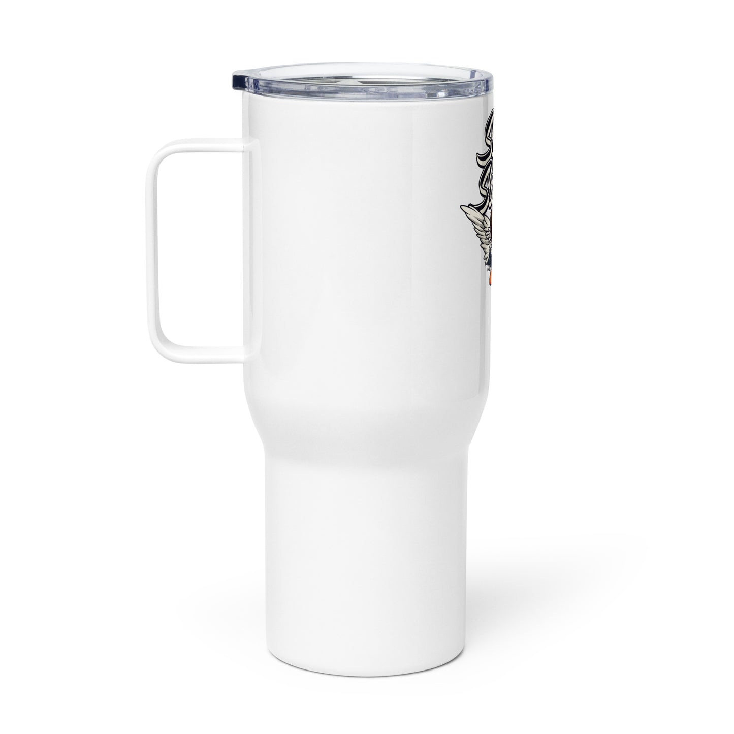 Travel mug with a handle